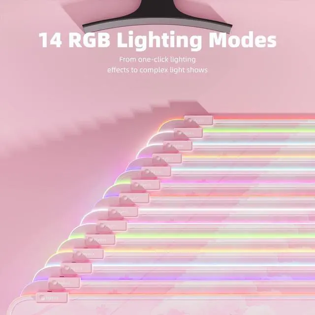 Alt view image 6 of 7 - Pink RGB LED Gaming Extra Large Mouse Pad 14 Modes Glow Pad Sakura Gaming Headset 360° Rotation Mic RGB Gradient Light Effect