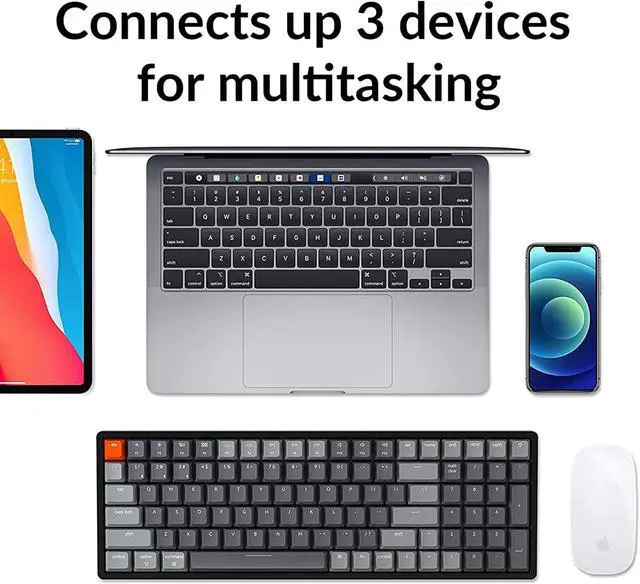Alt view image 4 of 7 - Keychron K4 Wireless Bluetooth/USB Wired Gaming Mechanical Keyboard, Compact 100 Keys RGB LED Backlit Gateron Brown Switch N-Key Rollover, Aluminum Frame for Mac Windows, Version 2