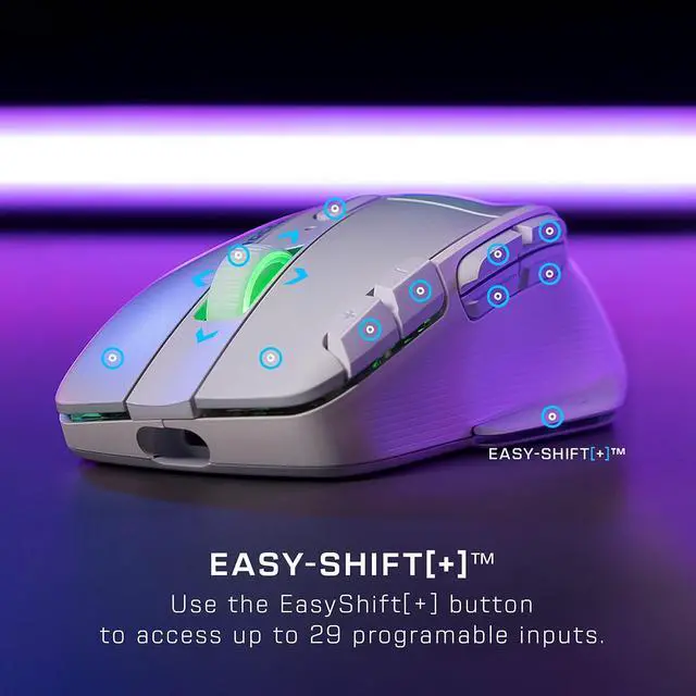 Alt view image 2 of 6 - ROCCAT Kone XP Air \u2013 Wireless Customizable Ergonomic RGB Gaming Mouse & AIMO RGB Lighting, 4D Wheel \u2013 White & Vulcan 122 Mechanical PC Tactile Gaming Keyboard, Titan Switch, White/Silver