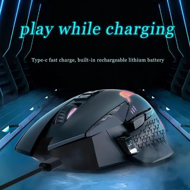 Alt view image 4 of 5 - Wireless Bluetooth Mouse for Laptop Thumb Rest Ergonomic - 4000DPI Rechargeable 10 Buttons/Shortcuts USB-C RGB Silence, Right Hand up for 3 Devices for Laptop Mac PC