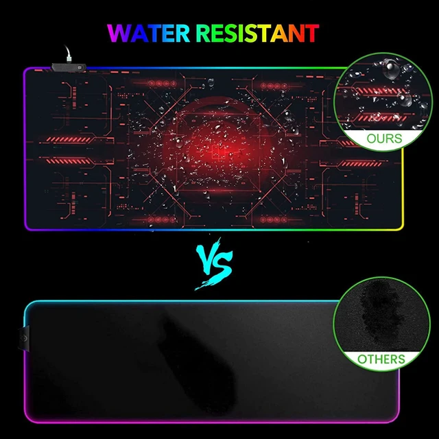 Alt view image 6 of 7 - Large Gaming Mouse Pad RGB Keyboard Led Mousepad Extended 35.4 x 15.8 inch Non-Slip Rubber Base with 14 Lighting Modes Desk Mat Red Circuit Board Motherboard