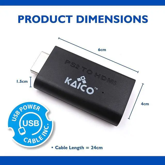 Alt view image 5 of 6 - Kaico PS2 to HDMI Adapter for PlayStation 2, Plug & Play HDMI Converter | Supports 480i, 480p, 576i, 576p and 1080i output, with built-in audio, Micro USB power cable, clear video and audio