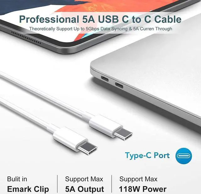 Alt view image 6 of 7 - Mac Book Pro Charger - 118W USB C Charger Fast Charger Compatible with MacBook Pro/Air M1 M2 M3 M4 iPad Pro  Galaxy and More USB-C Devices(6.6 ft Cable Included)