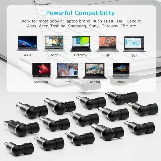 Alt view image 4 of 7 - 90W Universal AC Adapter Laptop Charger Replacement for  HP    IBM Toshiba   Fujitsu Notebook Ultrabook Chromebook Power Supply Cord
