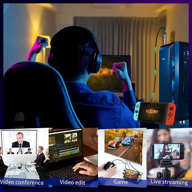 Alt view image 7 of 7 - Capture Card, Video Capture Card HDMI to USB/Type-C 1080P 60FPS Game Capture Card for Streaming, Teaching, Video conferencing or Live Broadcasting