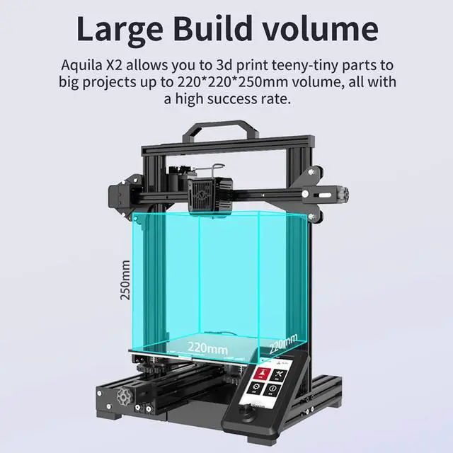 Alt view image 4 of 7 - Voxelab Aquila X2 Upgrade 3D Printer Integrated Structure Design with Carborundum Glass Platform and TMC2208 32-bit Silent Mainboard, 8.66x8.66x9.84in Printing Size