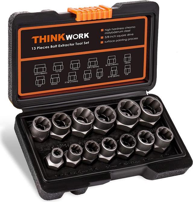 THINKWORK Bolt Extractor Set, 13+1 Pieces Impact Bolt & Nut