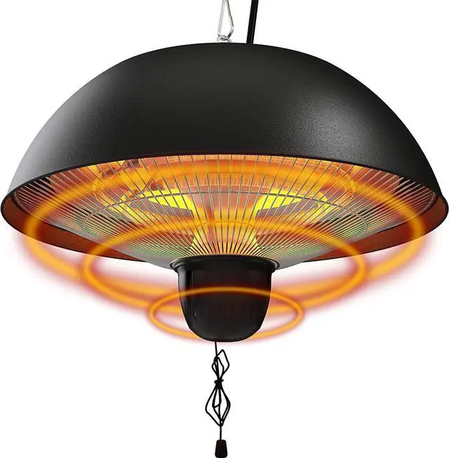 Main image of Hanging Patio Heater, 1500W Outdoor/Indoor Electric Patio Heater, Infrared Patio Heater, Ceiling Electric Heater with 3 Heat Options 600W/900W/1500W