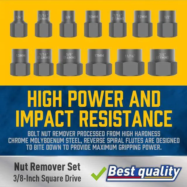 Alt view image 2 of 6 - Amartisan Impact Bolt Extractor Tool, 13PC Bolt Nut Removal Extractor Socket Tool Set