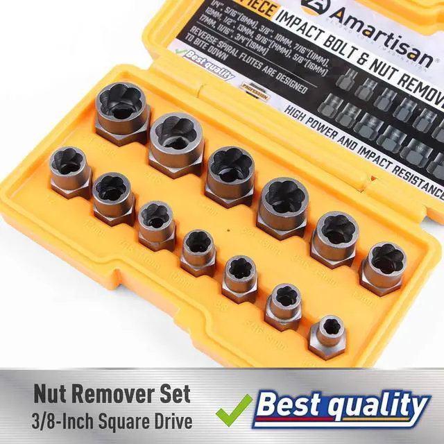 Alt view image 6 of 6 - Amartisan Impact Bolt Extractor Tool, 13PC Bolt Nut Removal Extractor Socket Tool Set