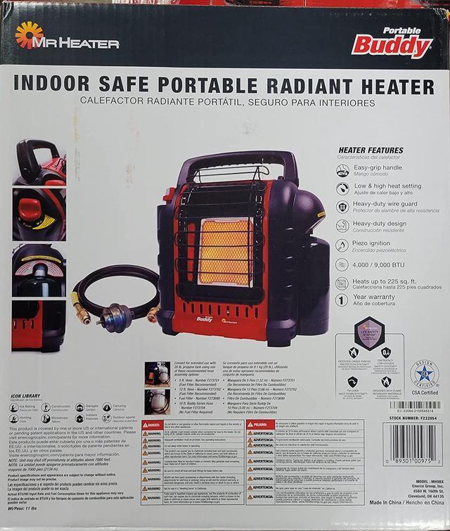 Mr Heater F232000 MH9BX Buddy 4,000 9,000 Btu Portable Propane Indoor-Safe  Radiant Heater (MH9BX BUNDLE Hose and Filter included) Outdoor Heaters 