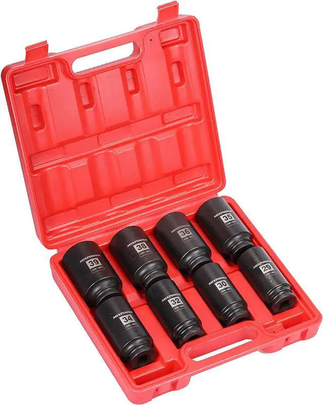 Alt view image 6 of 7 - MIXPOWER 8-Piece 1/2-Inch Drive Deep Impact Socket Set,12 Point, Metric, CR-MO, 29,30 32 34 35,36,38,39mm, Heavy Duty Impact Socket Set