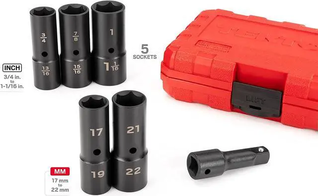 Alt view image 2 of 6 - TEKTON 1/2 Inch Drive Thin Wall Impact Flip Socket Set (6-Piece) | SIF92400