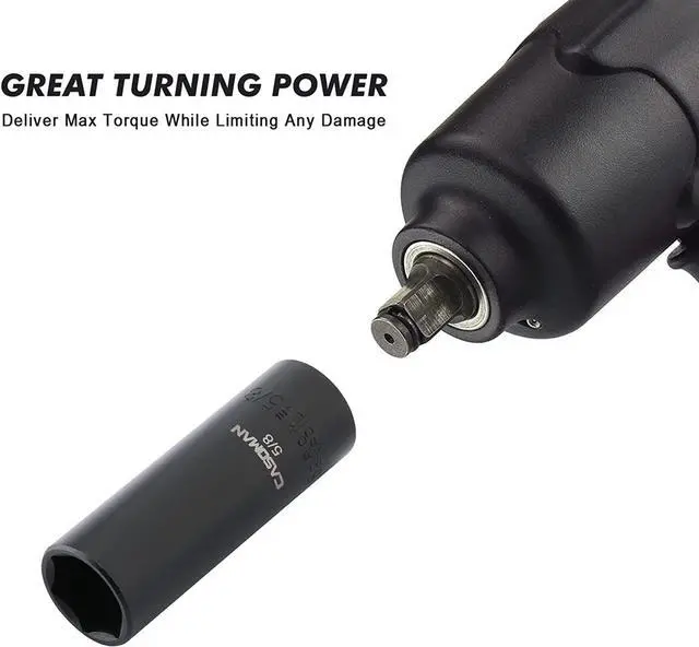 Alt view image 6 of 7 - CASOMAN 12 Pieces 3/8-Inch Drive Impact Socket Set, 6-Point, SAE, Deep, CR-V, 5/16" to 1", Heavy Duty Blow Molded Storage Case