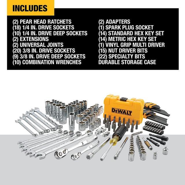 DEWALT Mechanics Tools Kit and Socket Set, 142-Piece, 1/4 & 3/8