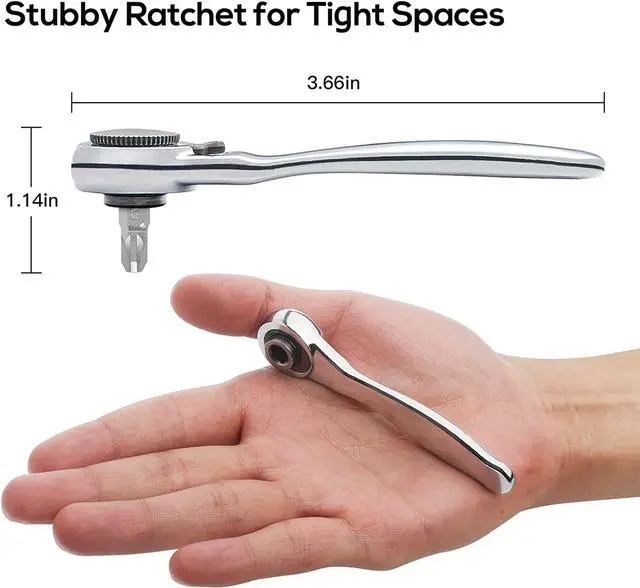 Alt view image 2 of 7 - SHARDEN 1/4 Mini Ratchet Set 28pcs Right Angle Screwdriver and Bit with Metric Socket Set, 72 Tooth Small Ratcheting Wrench Offset Screwdriver Low Profile Stubby Ratchet for Tight Spaces