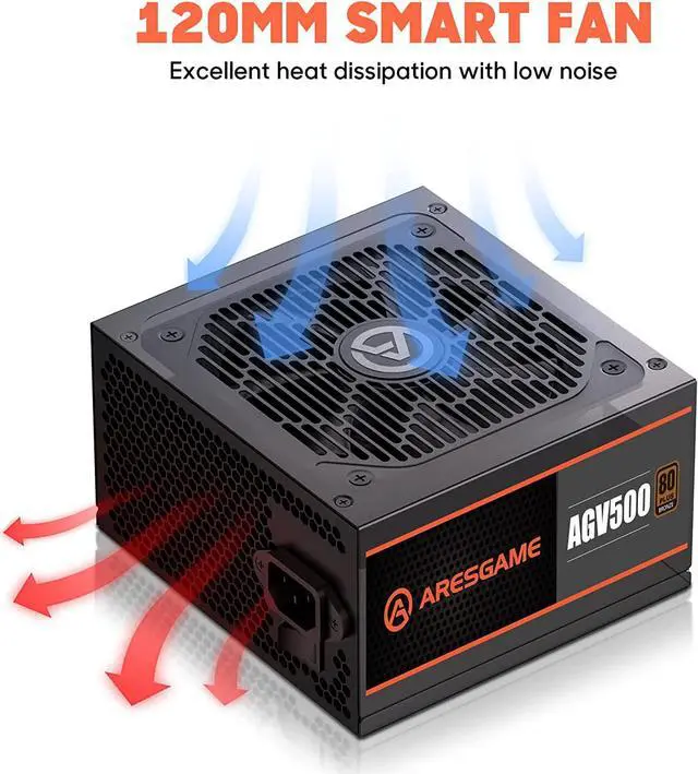 Alt view image 3 of 6 - ARESGAME AGV Series 500W Power Supply, 80 Plus Bronze Certified, Non Modular Power Supply, 5 Year Warranty