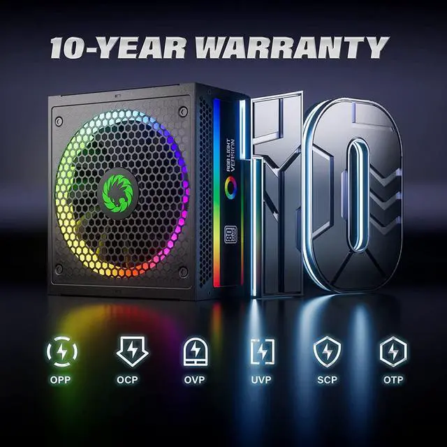 Alt view image 6 of 7 - GAMEMAX 1300W Power Supply, Fully Modular, 80+ Platinum Certified, PCIe 5.0, ARGB Aura Sync, 10 Year Warranty, RGB-1300