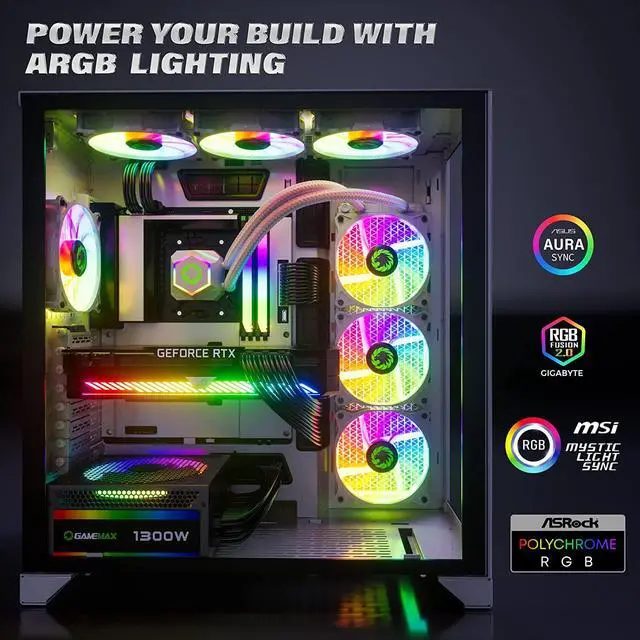 Alt view image 5 of 7 - GAMEMAX 1300W Power Supply, Fully Modular, 80+ Platinum Certified, PCIe 5.0, ARGB Aura Sync, 10 Year Warranty, RGB-1300