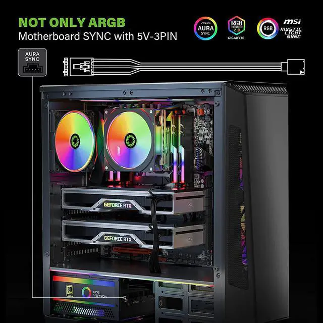 Alt view image 4 of 7 - GAMEMAX 850W Power Supply, Fully Modular, 80 Plus Gold, ARGB SYNC with Motherboard, RGB-850 Pro