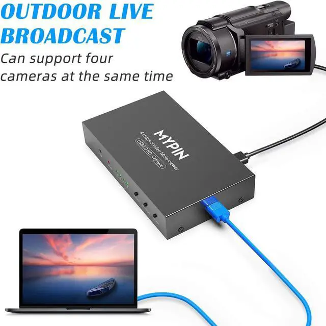 Alt view image 6 of 7 - MYPIN USB3.0 HDMI Video Capture Card, 4-Channel 1080P@60fps HDMI Game Caputre for Multi-Channel Live Streaming with Loop Out for Xbox One/ PS4/ Wii U/Nintendo Switch