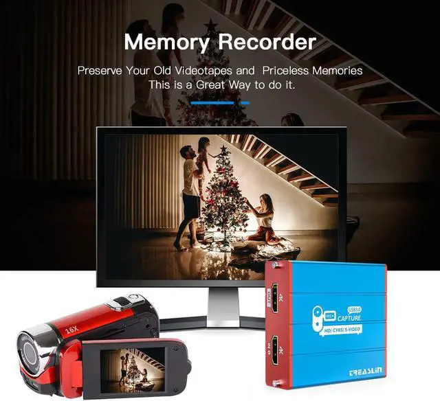 Alt view image 6 of 7 - TreasLin Video Tape to Digital CVBS S-Video HDMI Capture Video Digital Format from VCR's, AV, RCA, 8mm Film Hi8 Tape Player Cassette Camcorder Mini Dv Old Music Player