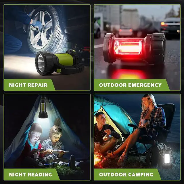 Alt view image 4 of 6 - Camping Lantern Rechargeable LED Flashlight Spotlight Lantern with 800LM 3600 mAh Rechargeable Battery 7 Modes Portable Bright Camping Light for Emergency Outdoor Hiking Power Outages