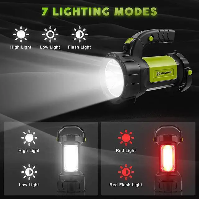 Alt view image 5 of 6 - Camping Lantern Rechargeable LED Flashlight Spotlight Lantern with 800LM 3600 mAh Rechargeable Battery 7 Modes Portable Bright Camping Light for Emergency Outdoor Hiking Power Outages