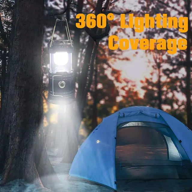 Alt view image 2 of 5 - Collapsible Portable LED Camping Lantern Lightweight Waterproof Solar USB Rechargeable LED Flashlight Survival Kits for Indoor Outdoor Home Emergency Light Power Outages Hiking Hurricane 4-Pack
