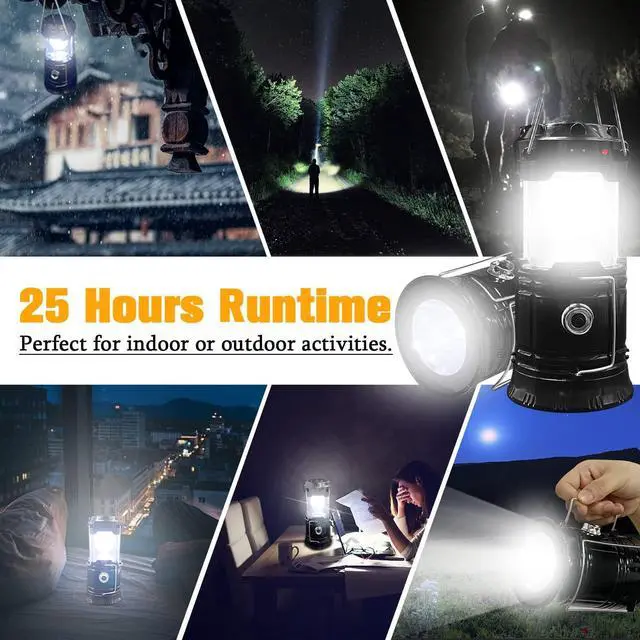 Alt view image 4 of 5 - Collapsible Portable LED Camping Lantern Lightweight Waterproof Solar USB Rechargeable LED Flashlight Survival Kits for Indoor Outdoor Home Emergency Light Power Outages Hiking Hurricane 4-Pack