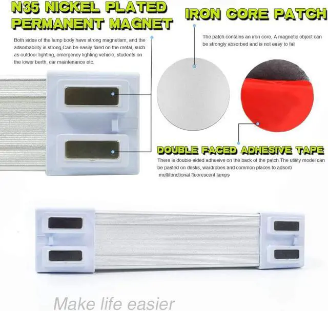 Alt view image 4 of 6 - LETOUR LED Tube Magnetic Light Work Lights 6000Lumens 10400mAh 5 Lighting Options Camping Lantern USB Rechargeable Portable Battery Powered Lights with 2 Magnets Endurance for 80 Hours