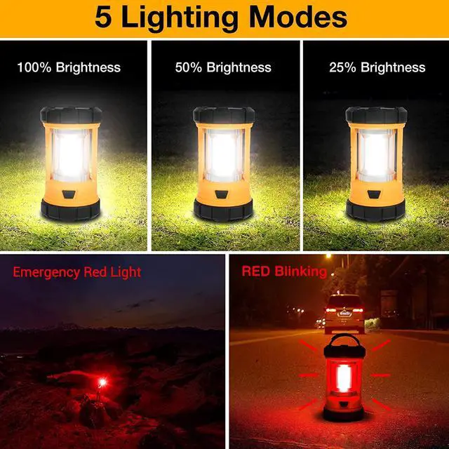 Alt view image 3 of 7 - Camping Lantern, 3200LM Bright Camping Lights, 4600mAh Rechargeable LED Lantern, Flashlight for Power Outages/Fishing/Hurricane/Emergency,  Camping Accessories (2-Pack)