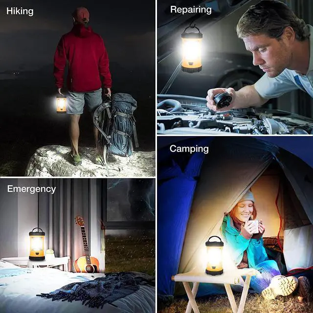 Alt view image 7 of 7 - Camping Lantern, 3200LM Bright Camping Lights, 4600mAh Rechargeable LED Lantern, Flashlight for Power Outages/Fishing/Hurricane/Emergency,  Camping Accessories (2-Pack)