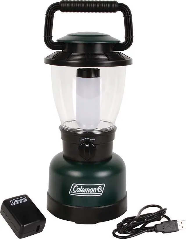 Main image of Coleman Rugged Rechargeable 400L LED Lantern, Water & Impact-Resistant Rechargeable Lantern with USB Charging Port, Carry Handle, & 2 Light Modes; Lifetime LEDs Never Need Replacing