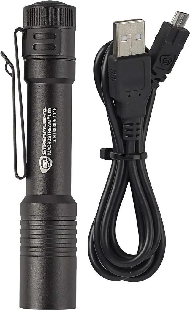 Alt view image 3 of 7 - Streamlight 66320 MacroStream USB 500-Lumen 2000 Candela Rechargeable EDC Compact LED Flashlight with USB Cable, Black