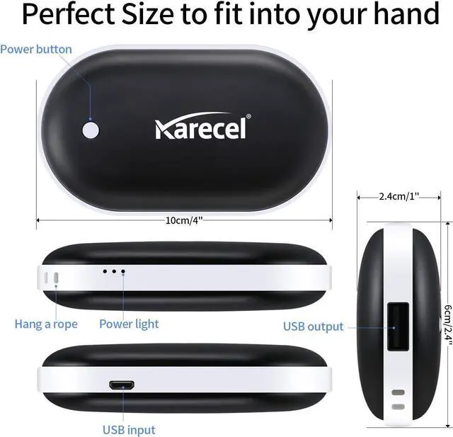 Alt view image 4 of 7 - Rechargeable Hand Warmers, Electric Hand Warmer 5200mAh Powerbank Reusable Handwarmers, Portable USB Hand Warmer Heater Battery Pocket Warmer, Best Gifts for Men and Women in Cold Winter