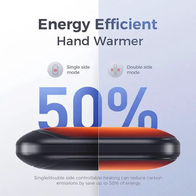 Alt view image 2 of 7 - OCOOPA Hand Warmer Rechargeable, Single/Double Side Heating, 5 Levels up to 10hrs Heat, 5200mAh Electric Portable Pocket Heater, Heat Therapy Great for Outdoors, Warm Gifts, 118D