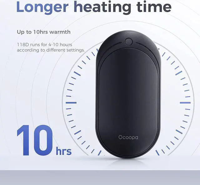 Alt view image 5 of 7 - OCOOPA Hand Warmer Rechargeable, Single/Double Side Heating, 5 Levels up to 10hrs Heat, 5200mAh Electric Portable Pocket Heater, Heat Therapy Great for Outdoors, Warm Gifts, 118D