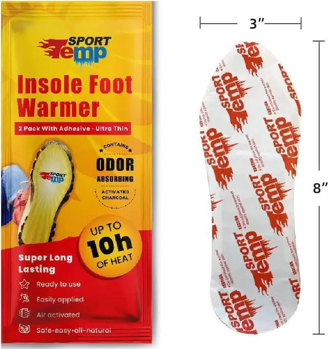 Alt view image 2 of 7 - Insole Foot Warmers (20 Pairs) - Up to 10 Hours of Heat, Easily Apply with Adhesive - Ultra Thin, Easy, All Natural - Air Activated, Odorless Hot Insole Warmers - Sport Temp