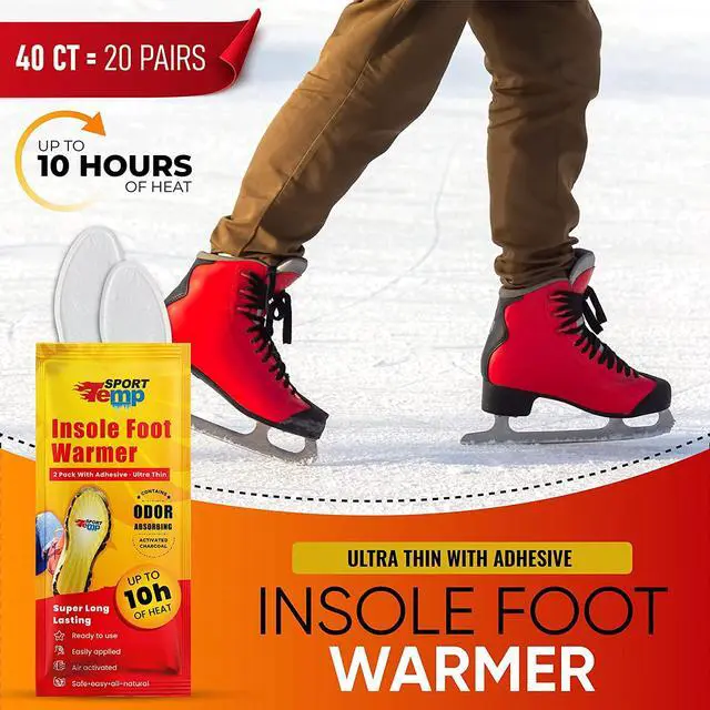 Alt view image 3 of 7 - Insole Foot Warmers (20 Pairs) - Up to 10 Hours of Heat, Easily Apply with Adhesive - Ultra Thin, Easy, All Natural - Air Activated, Odorless Hot Insole Warmers - Sport Temp