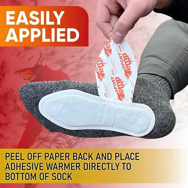 Alt view image 5 of 7 - Insole Foot Warmers (20 Pairs) - Up to 10 Hours of Heat, Easily Apply with Adhesive - Ultra Thin, Easy, All Natural - Air Activated, Odorless Hot Insole Warmers - Sport Temp