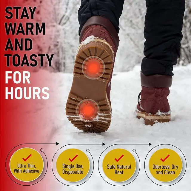 Alt view image 6 of 7 - Insole Foot Warmers (20 Pairs) - Up to 10 Hours of Heat, Easily Apply with Adhesive - Ultra Thin, Easy, All Natural - Air Activated, Odorless Hot Insole Warmers - Sport Temp