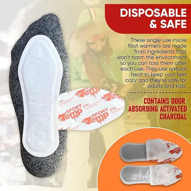 Alt view image 7 of 7 - Insole Foot Warmers (20 Pairs) - Up to 10 Hours of Heat, Easily Apply with Adhesive - Ultra Thin, Easy, All Natural - Air Activated, Odorless Hot Insole Warmers - Sport Temp