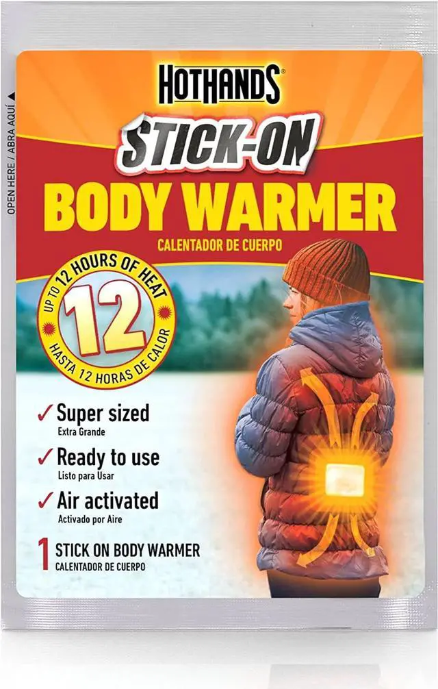 Alt view image 2 of 7 - HotHands Body Warmers With Adhesive - Long Lasting Safe Natural Odorless Air Activated Warmers - Up to 12 Hours of Heat - 40 Individual Warmers