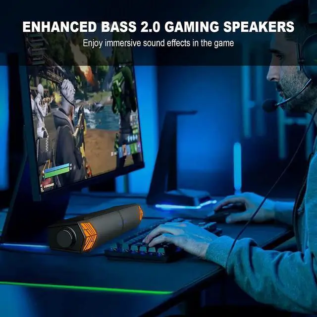 Alt view image 6 of 6 - Smalody Computer Speakers for Desktop Gaming Monitor with RGB Lights, 2 in-1 Bluetooth PC Speakers Soundbar USB Powered, Can Be Split and Combined Freely