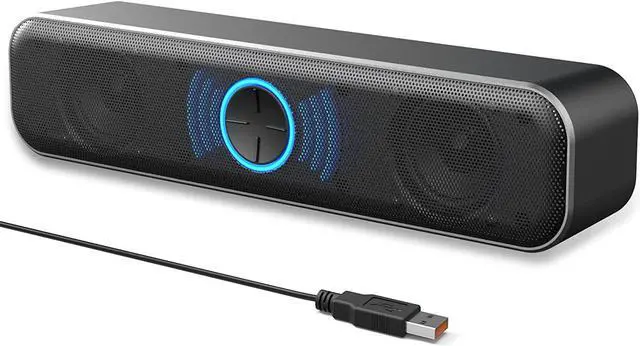 Main image of USB Computer Speakers for Desktop, Laptop, PC Gaming Speakers, Small Computer Sound Bar with Stereo Loud Sound, Enhanced Bass, Dynamic RGB Light, Digital Volume Knob
