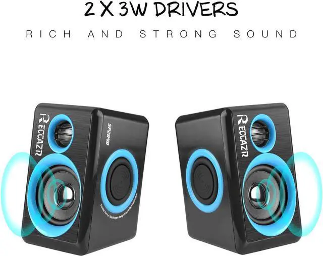 Alt view image 3 of 7 - SP2040 Surround Computer Speakers with Deep Bass USB Wired Powered Multimedia Speaker for PC/Laptops/Smart Phone Built-in 4 Loudspeaker Diaphragm(Blue)