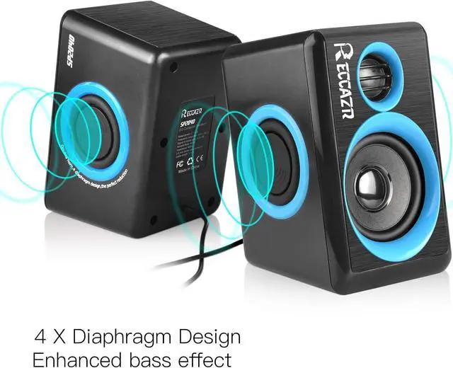 Alt view image 2 of 7 - SP2040 Surround Computer Speakers with Deep Bass USB Wired Powered Multimedia Speaker for PC/Laptops/Smart Phone Built-in 4 Loudspeaker Diaphragm(Blue)