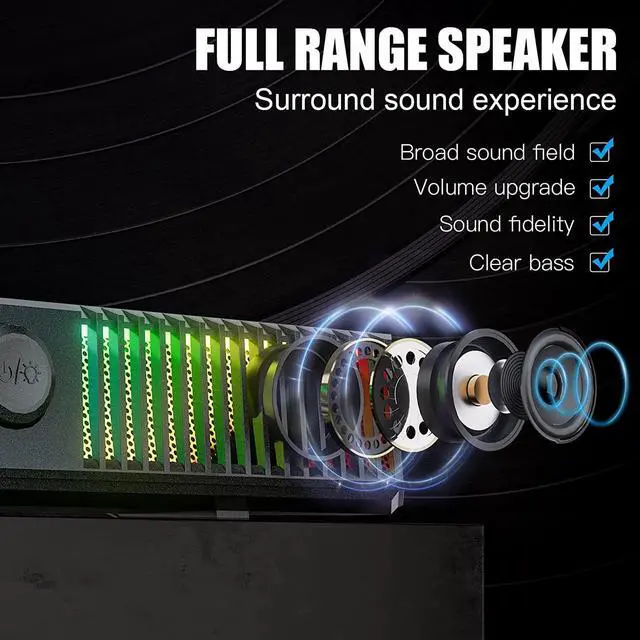 Alt view image 2 of 7 - PC Speakers, Smalody Computer Speakers for Desktop Gaming Monitor with Bluetooth, Computer Speaker Bar with Microphone and Dynamic RGB Lighting Effect, Computer Soundbar for Desktop Wired USB Powered