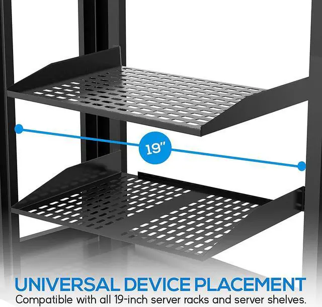 Alt view image 2 of 7 - 19-Inch 1U+2U Server Rack Shelves - Universal Device Server Rack Mounting Tray, For Good Air Circulation, Cantilever Mount, Wall Mount Rack, Computer Case Mounting Tray, Black - Pyle PLRSTN42U
